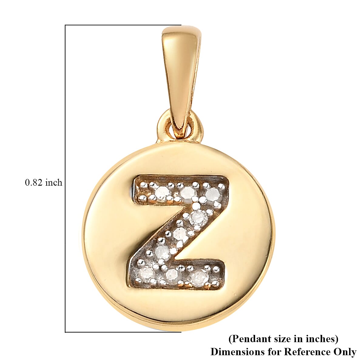 Lolos Exclusive Pick's Diamond Initial Z Pendant without Chain in 14K Yellow Gold Over Sterling Silver 0.07 ctw