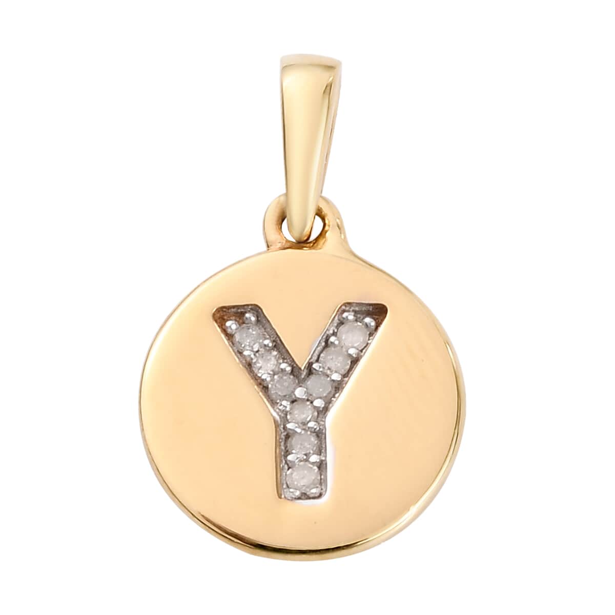 Lolos Exclusive Pick's Diamond Initial Y Pendant in 14K Yellow Gold Over Sterling Silver 0.05 ctw image number 0