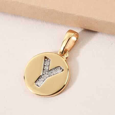 Lolos Exclusive Pick's Diamond Initial Y Pendant in 14K Yellow Gold Over Sterling Silver 0.05 ctw image number 1