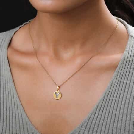 Lolos Exclusive Pick's Diamond Initial Y Pendant in 14K Yellow Gold Over Sterling Silver 0.05 ctw image number 2