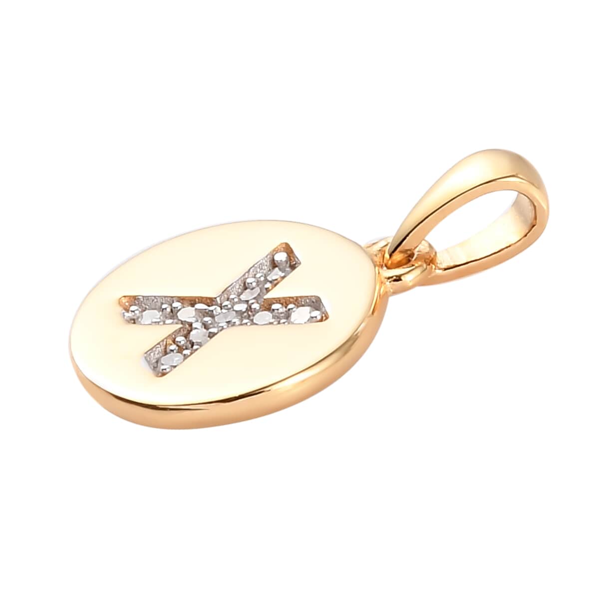 Lolos Exclusive Pick's Diamond Initial X Pendant in 14K Yellow Gold Over Sterling Silver 0.05 ctw image number 3