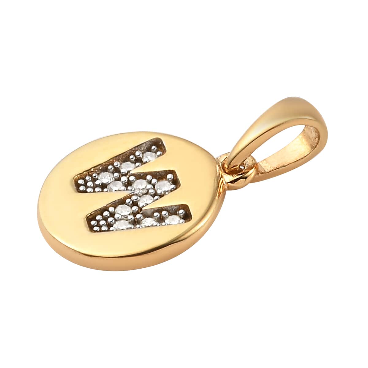 Lolos Exclusive Pick's Diamond Initial W Pendant in 14K Yellow Gold Over Sterling Silver 0.07 ctw image number 3