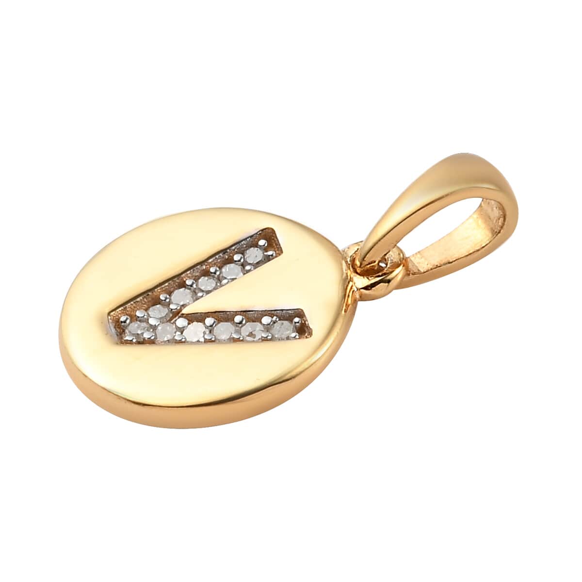 Lolos Exclusive Pick's Diamond Initial V Pendant in 14K Yellow Gold Over Sterling Silver 0.07 ctw image number 3
