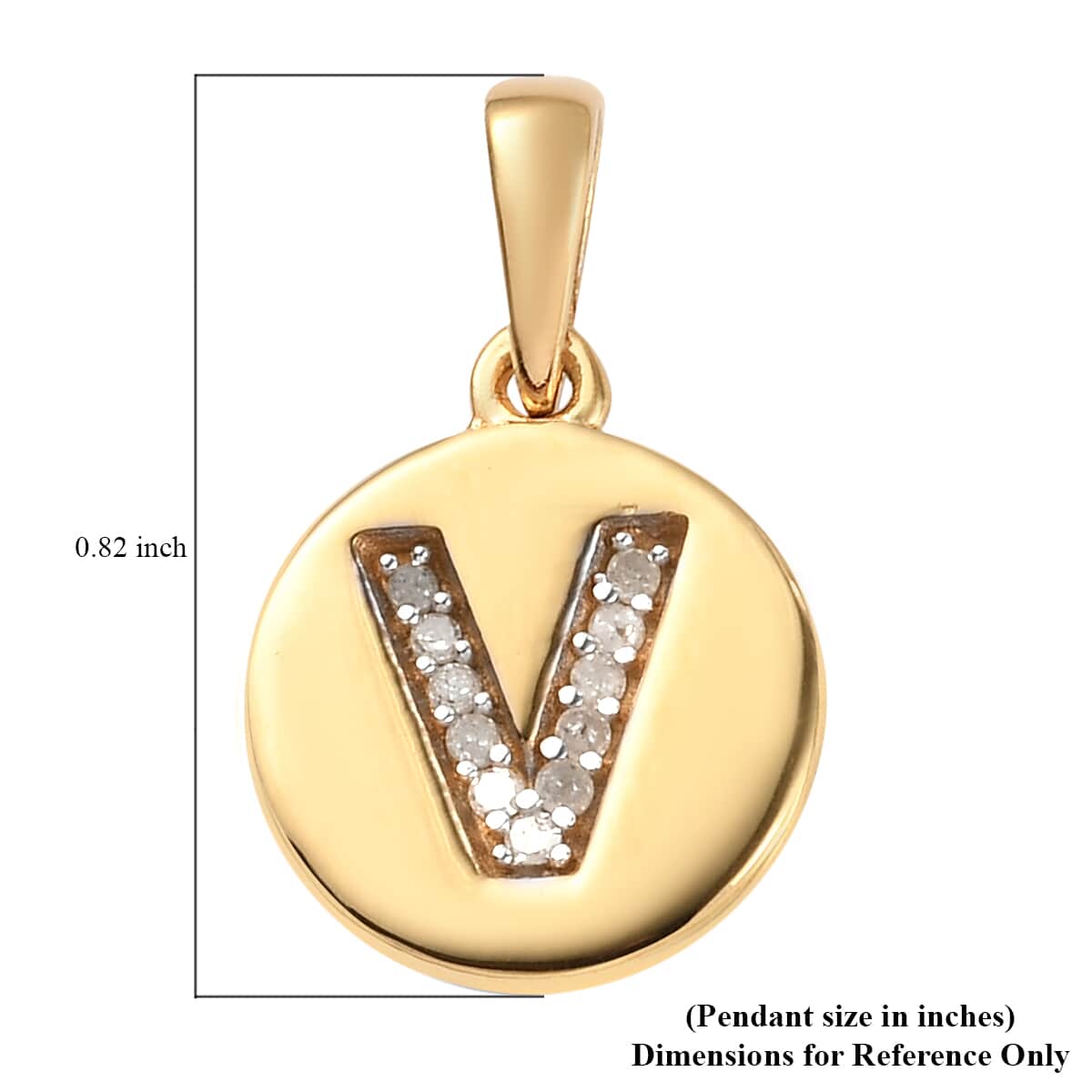 Lolos Exclusive Pick's Diamond Initial V Pendant in 14K Yellow Gold Over Sterling Silver 0.07 ctw image number 5