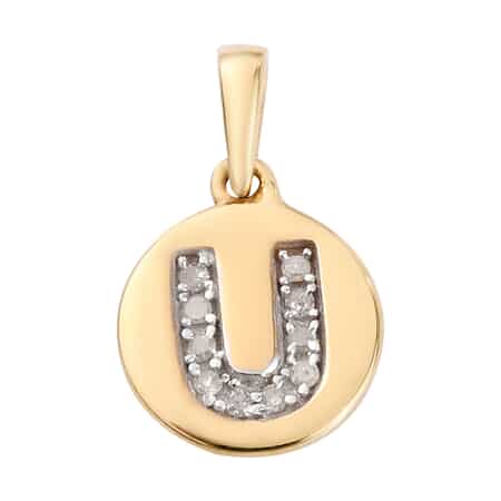 Lolos Exclusive Pick's Diamond Initial U Pendant in 14K Yellow Gold Over Sterling Silver 0.06 ctw image number 0