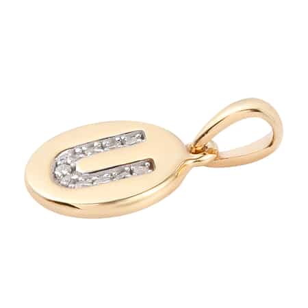 Lolos Exclusive Pick's Diamond Initial U Pendant in 14K Yellow Gold Over Sterling Silver 0.06 ctw image number 3