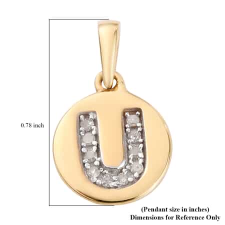 Lolos Exclusive Pick's Diamond Initial U Pendant in 14K Yellow Gold Over Sterling Silver 0.06 ctw image number 5