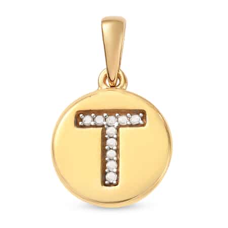 Lolos Exclusive Pick's Diamond Initial T Pendant in 14K Yellow Gold Over Sterling Silver 0.06 ctw image number 0
