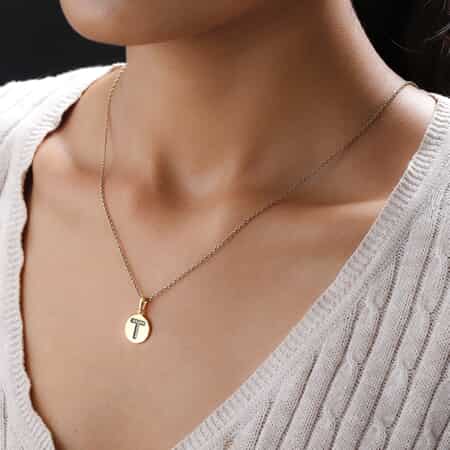 Lolos Exclusive Pick's Diamond Initial T Pendant in 14K Yellow Gold Over Sterling Silver 0.06 ctw image number 2