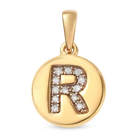 Lolos Exclusive Pick's Diamond Initial R Pendant in 14K Yellow Gold Over Sterling Silver 0.07 ctw image number 0