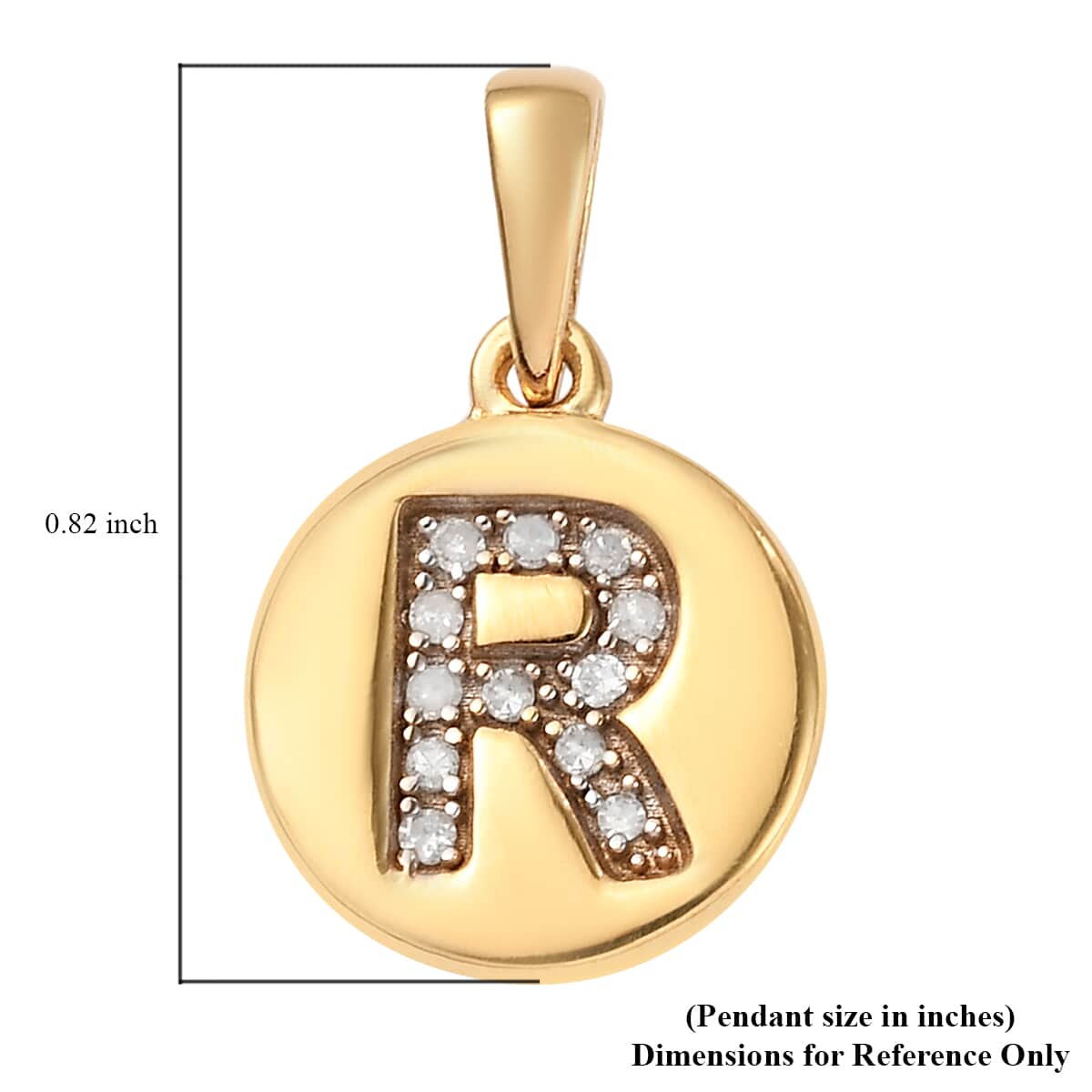 Lolos Exclusive Pick's Diamond Initial R Pendant in 14K Yellow Gold Over Sterling Silver 0.07 ctw image number 5