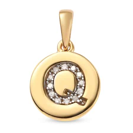 Lolos Exclusive Pick's Diamond Initial Q Pendant in 14K Yellow Gold Over Sterling Silver 0.07 ctw image number 0