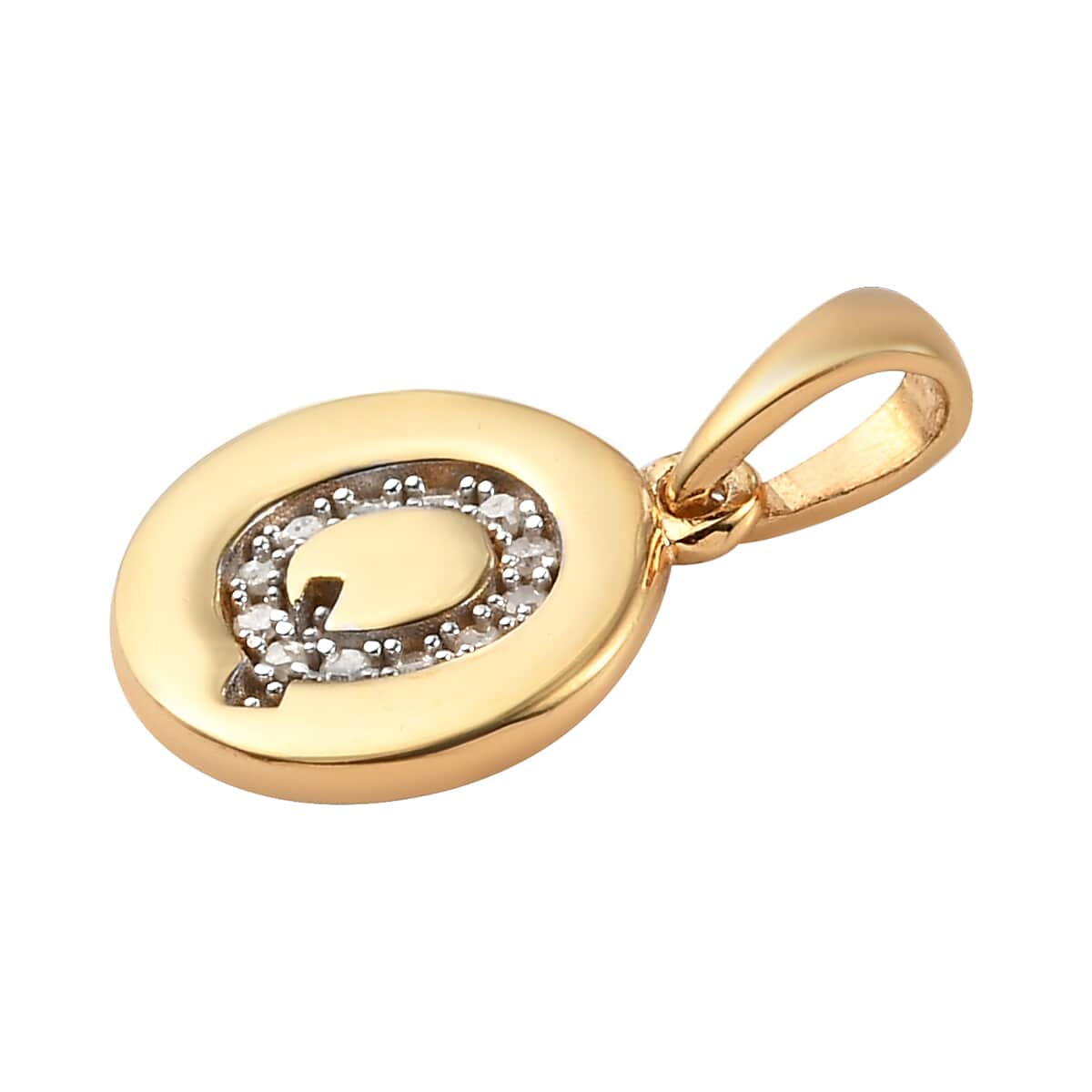 Lolos Exclusive Pick's Diamond Initial Q Pendant in 14K Yellow Gold Over Sterling Silver 0.07 ctw image number 3
