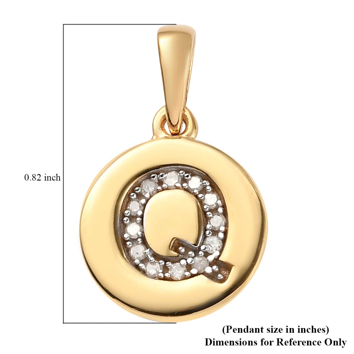 Lolos Exclusive Pick's Diamond Initial Q Pendant in 14K Yellow Gold Over Sterling Silver 0.07 ctw image number 5