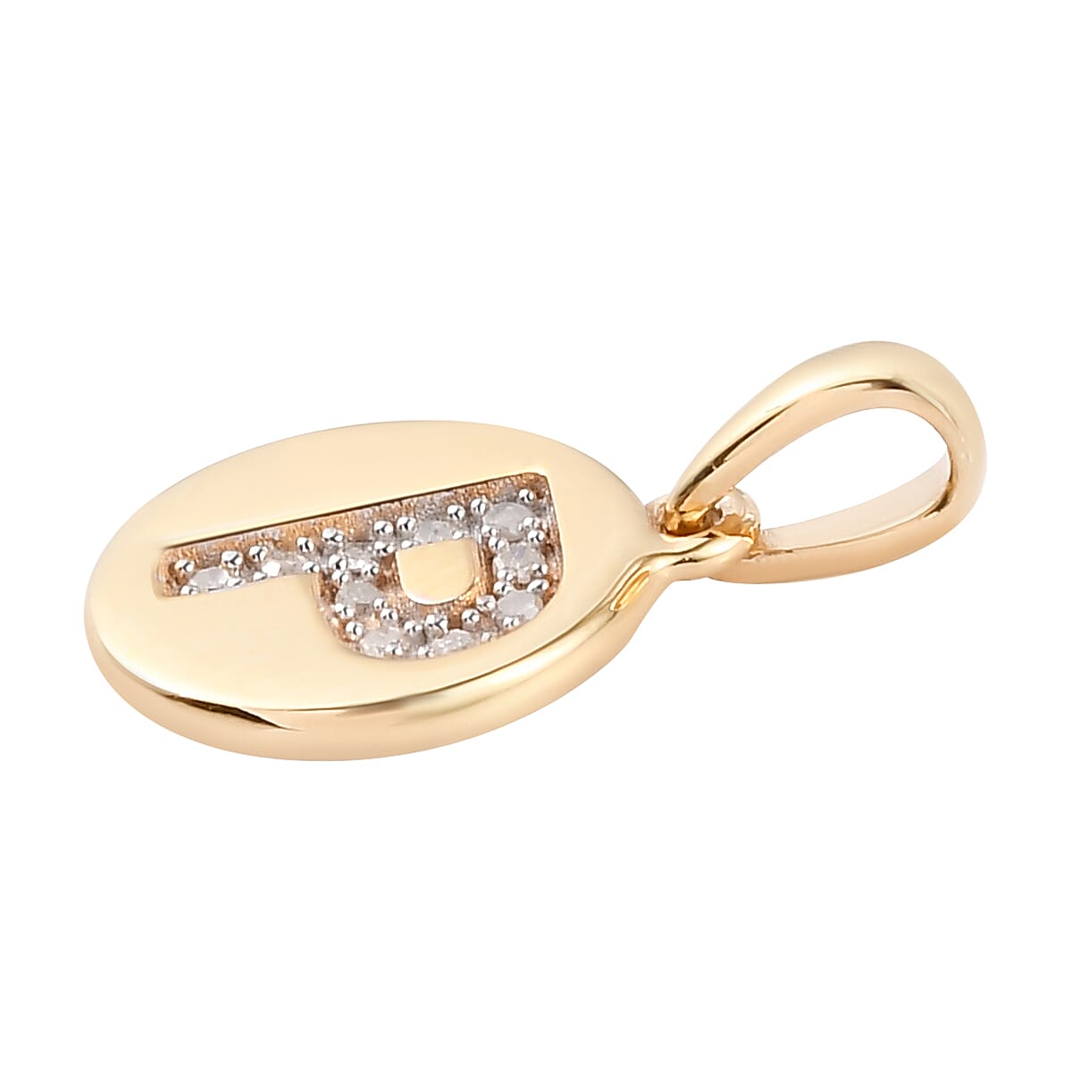 D'Joy Lolos Exclusive Pick's Diamond Initial P Pendant without Chain in 14K Yellow Gold Over Sterling Silver 0.06 ctw