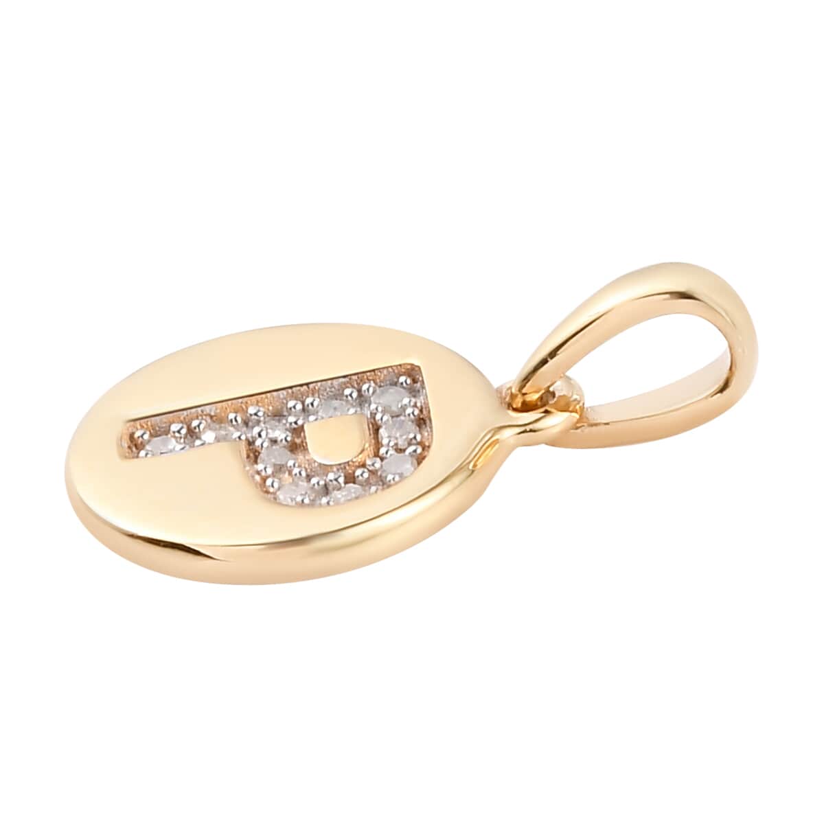 Lolos Exclusive Pick's Diamond Initial P Pendant in 14K Yellow Gold Over Sterling Silver 0.06 ctw image number 3