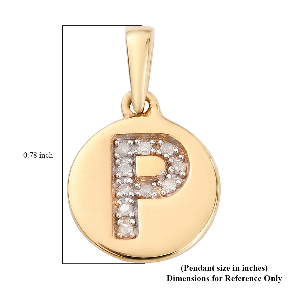 D'Joy Lolos Exclusive Pick's Diamond Initial P Pendant without Chain in 14K Yellow Gold Over Sterling Silver 0.06 ctw