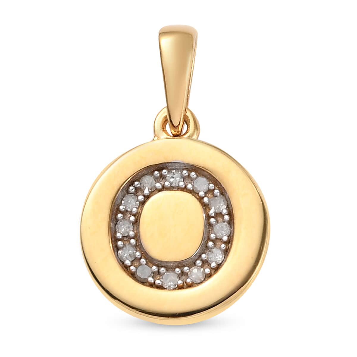 Lolos Exclusive Pick's Diamond Initial O Pendant in 14K Yellow Gold Over Sterling Silver 0.07 ctw image number 0