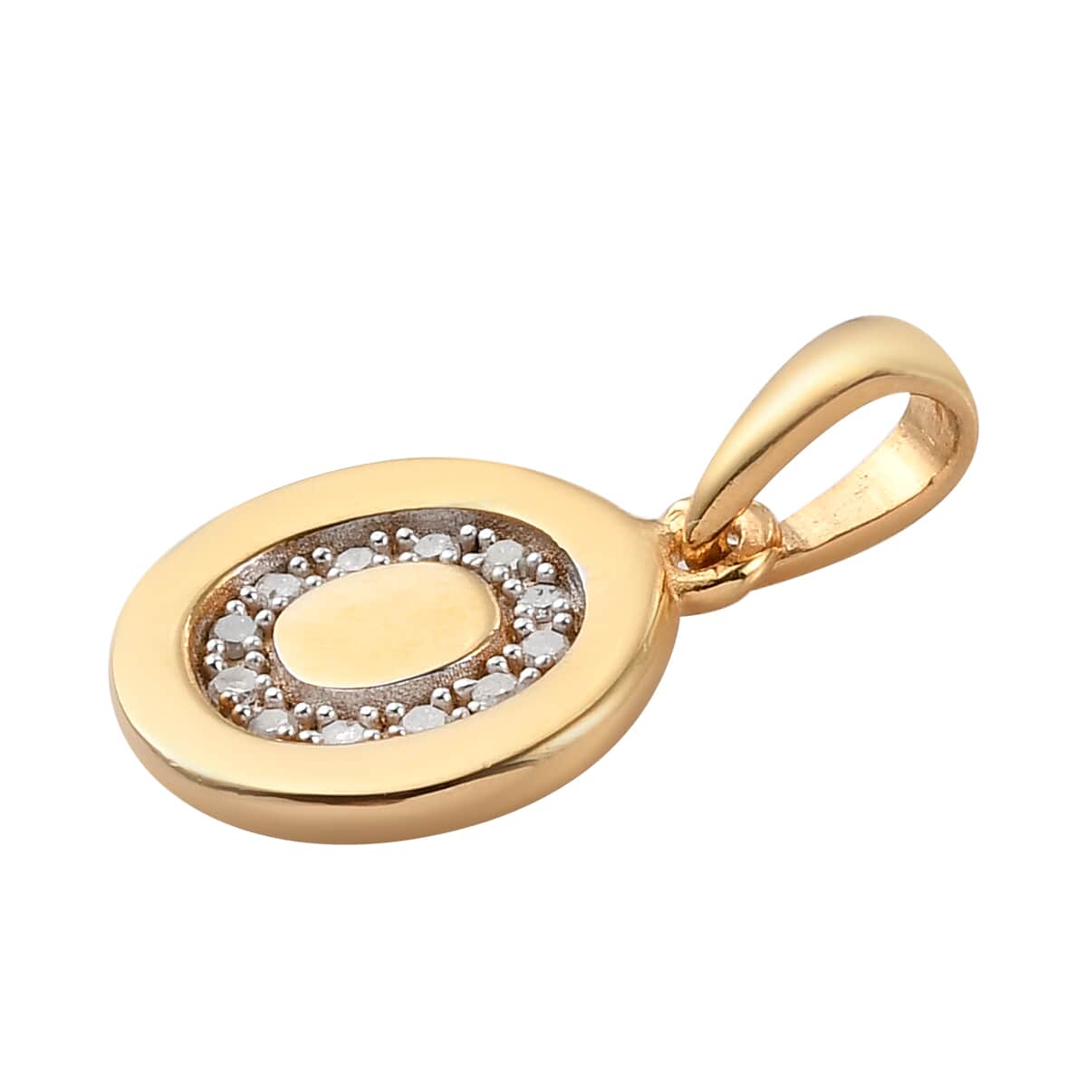 Lolos Exclusive Pick's Diamond Initial O Pendant in 14K Yellow Gold Over Sterling Silver 0.07 ctw image number 3