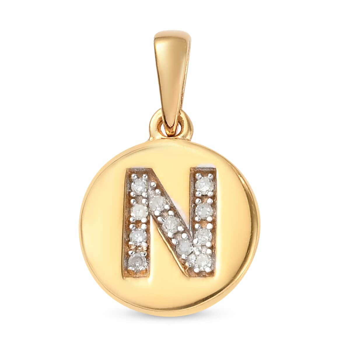 Lolos Exclusive Pick's Diamond Initial N Pendant in 14K Yellow Gold Over Sterling Silver 0.07 ctw image number 0