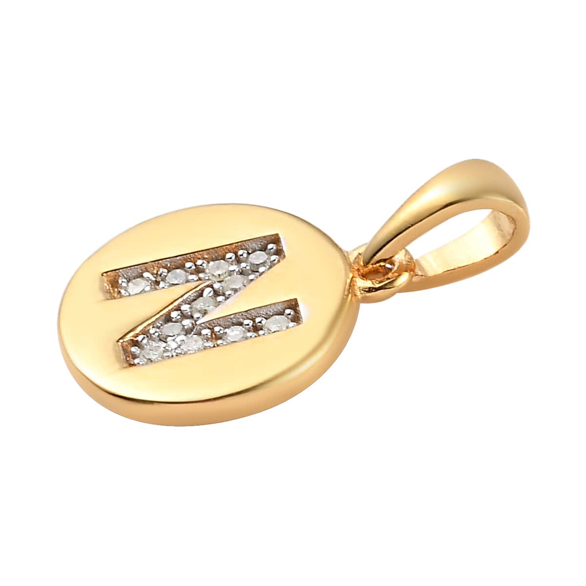 Lolos Exclusive Pick's Diamond Initial N Pendant in 14K Yellow Gold Over Sterling Silver 0.07 ctw image number 3