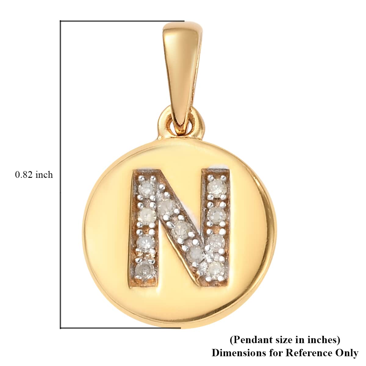 Lolos Exclusive Pick's Diamond Initial N Pendant in 14K Yellow Gold Over Sterling Silver 0.07 ctw image number 5