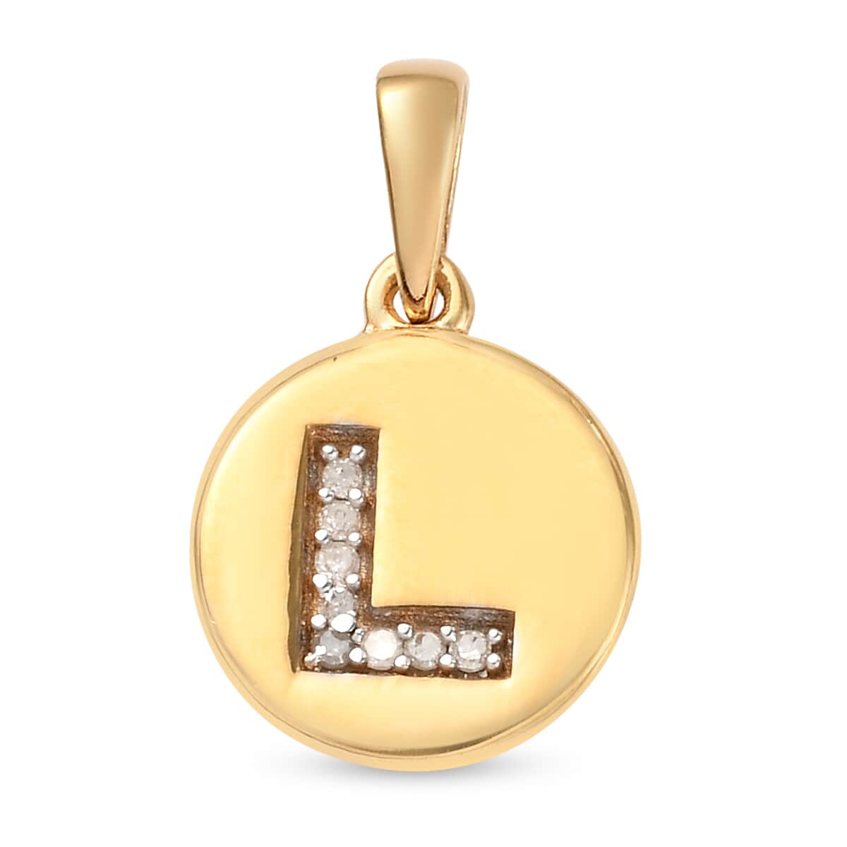 Lolos Exclusive Pick's Diamond Initial L Pendant in 14K Yellow Gold Over Sterling Silver 0.05 ctw image number 0