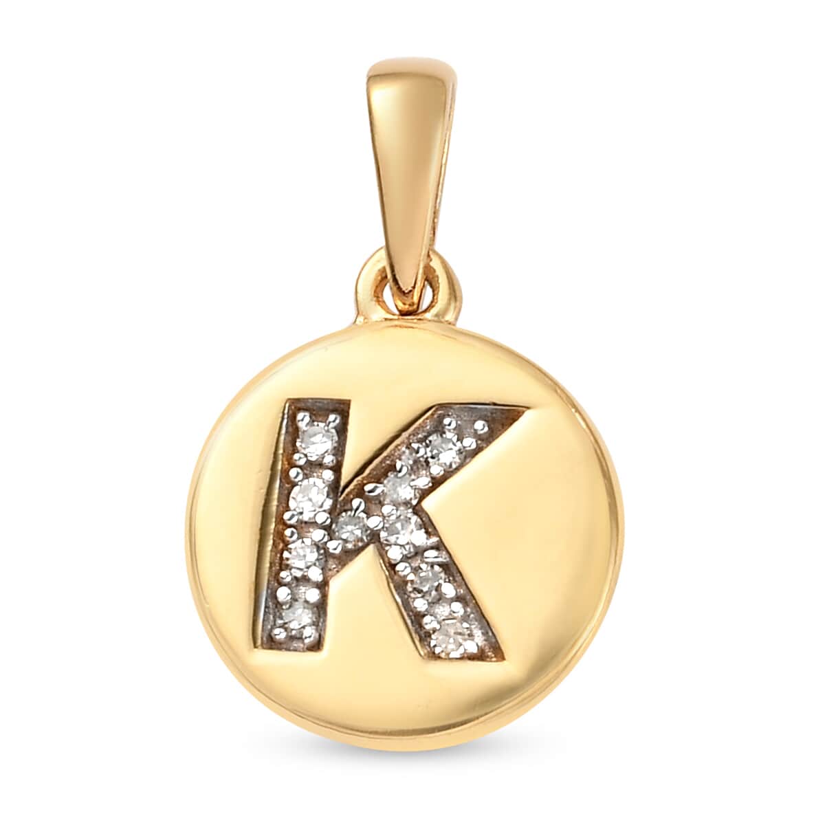 Lolos Exclusive Pick's Diamond Initial K Pendant in 14K Yellow Gold Over Sterling Silver 0.06 ctw image number 0