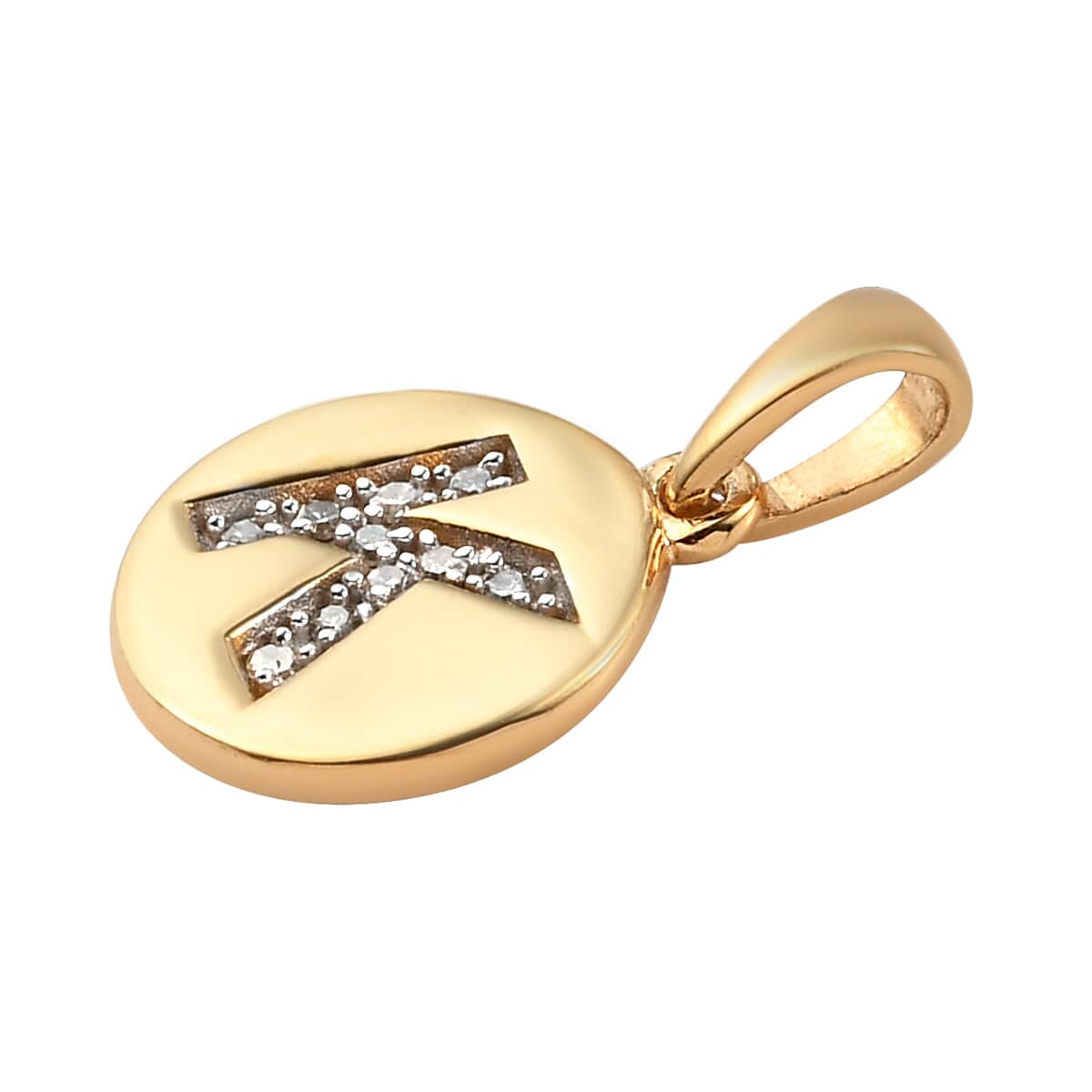 Lolos Exclusive Pick's Diamond Initial K Pendant in 14K Yellow Gold Over Sterling Silver 0.06 ctw image number 3