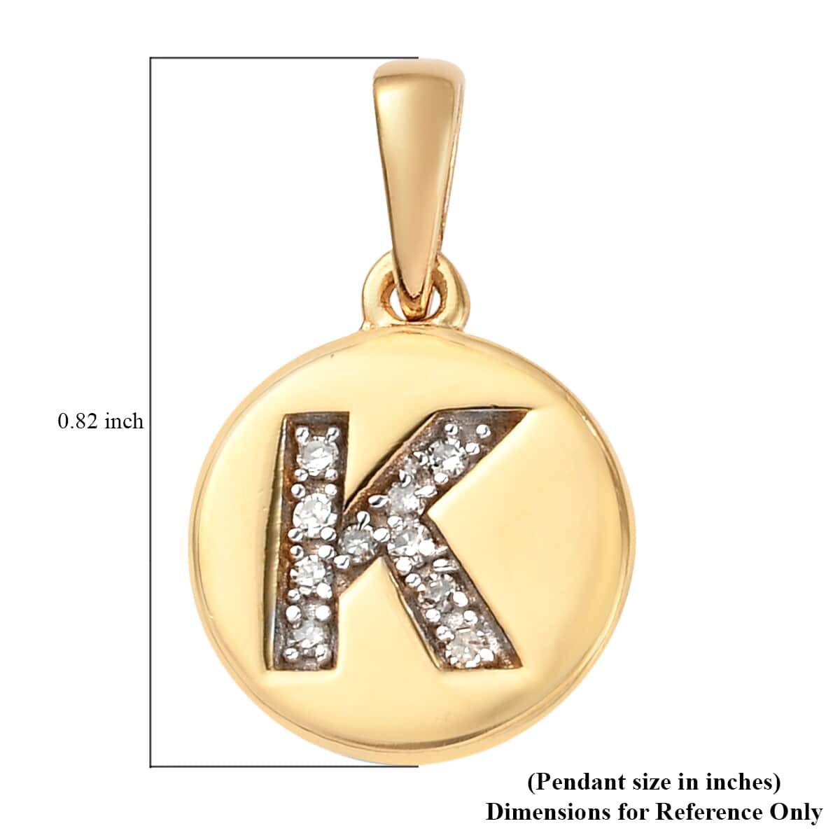 Lolos Exclusive Pick's Diamond Initial K Pendant in 14K Yellow Gold Over Sterling Silver 0.06 ctw image number 5