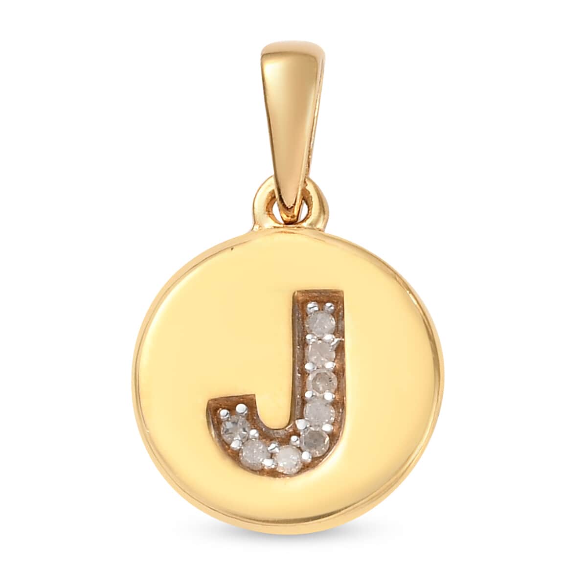 Lolos Exclusive Pick's Diamond Accent Initial J Pendant in 14K Yellow Gold Over Sterling Silver image number 0