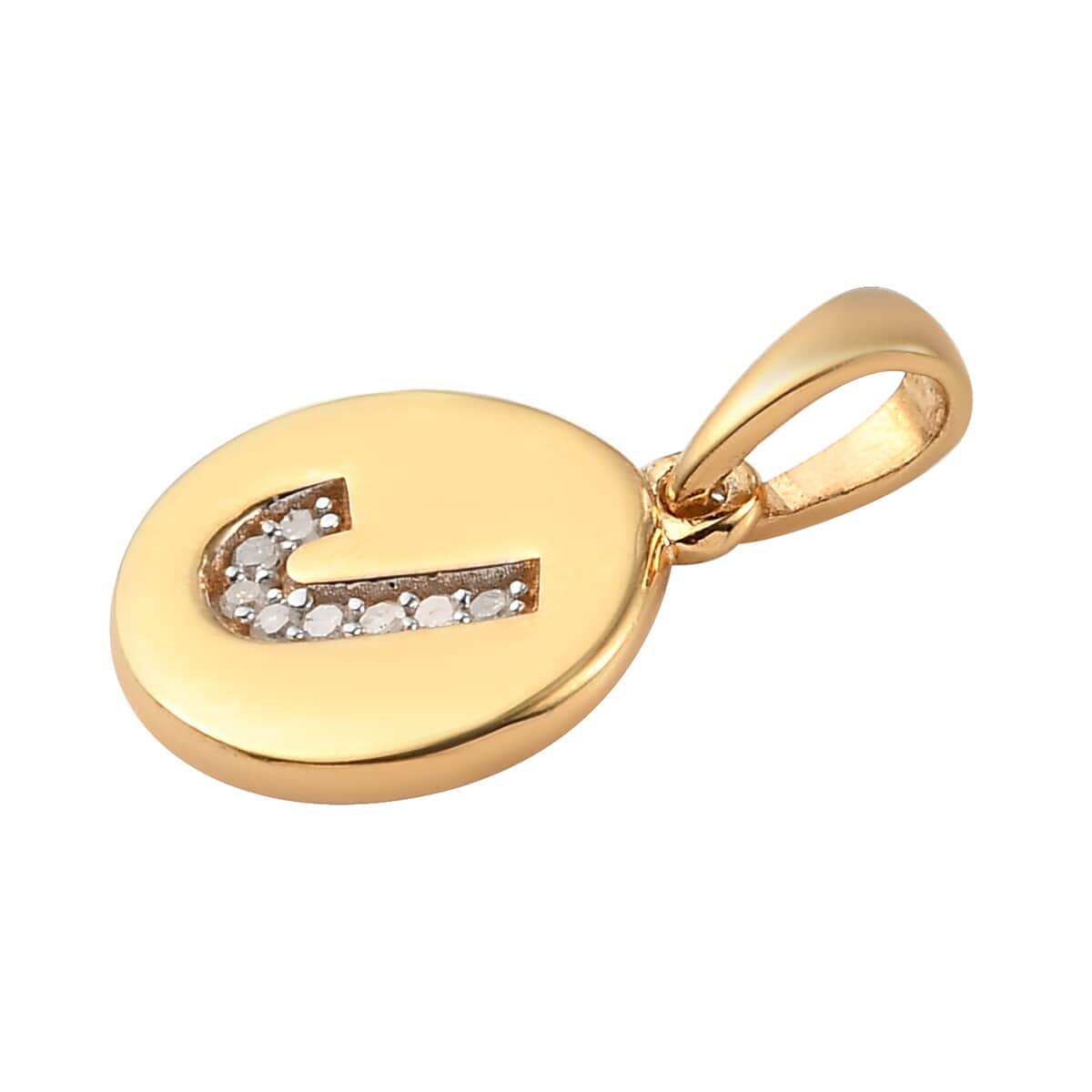 Lolos Exclusive Pick's Diamond Accent Initial J Pendant in 14K Yellow Gold Over Sterling Silver image number 3