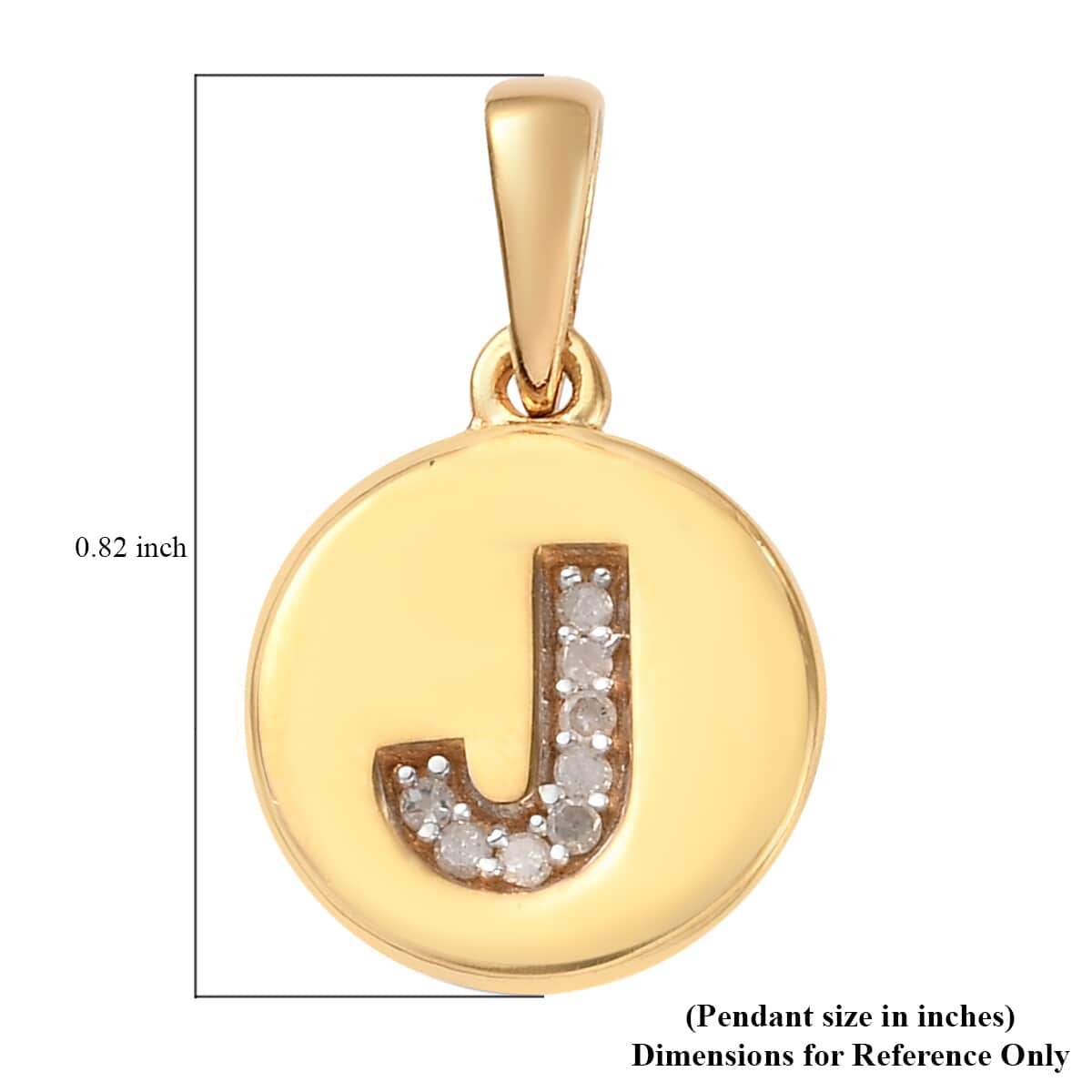 Lolos Exclusive Pick's Diamond Accent Initial J Pendant in 14K Yellow Gold Over Sterling Silver image number 5
