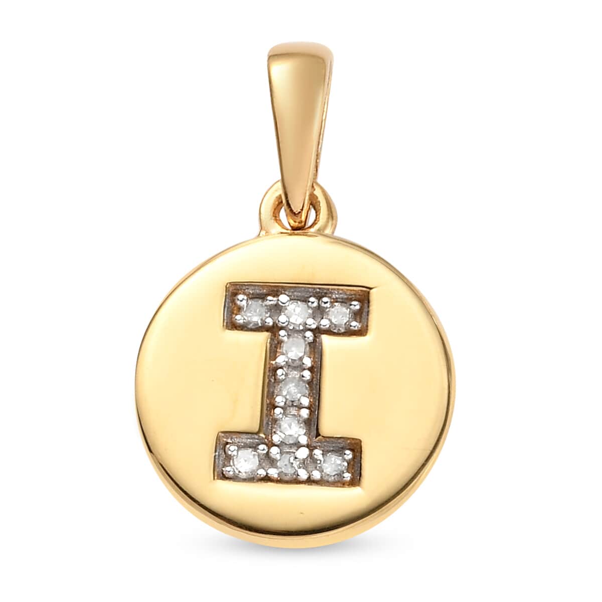 Lolos Exclusive Pick's Diamond Initial I Pendant in 14K Yellow Gold Over Sterling Silver 0.05 ctw image number 0
