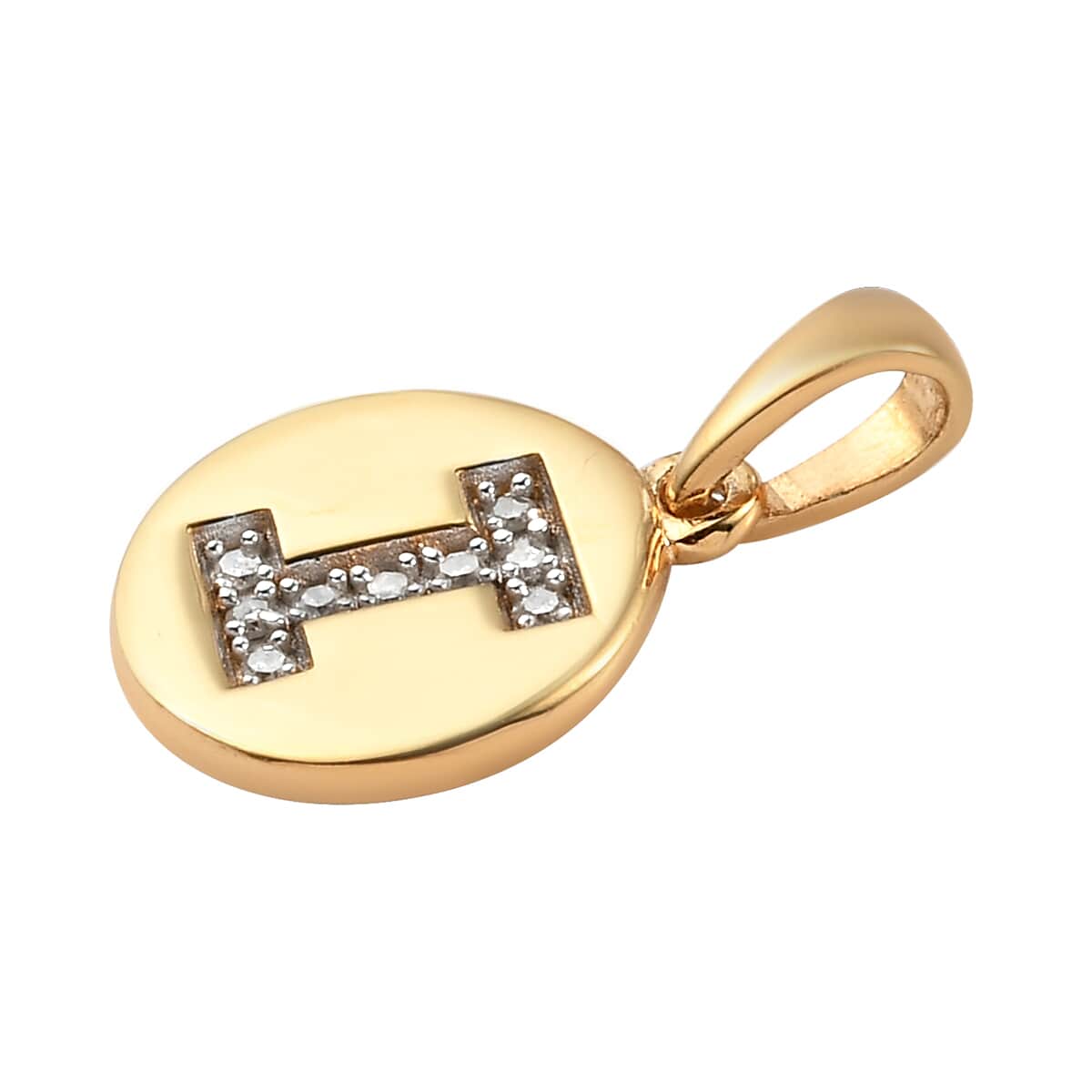 Lolos Exclusive Pick's Diamond Initial I Pendant in 14K Yellow Gold Over Sterling Silver 0.05 ctw image number 3