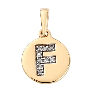 D'Joy Lolos Exclusive Pick's Diamond Initial F Pendant without Chain in 14K Yellow Gold Over Sterling Silver 0.05 ctw