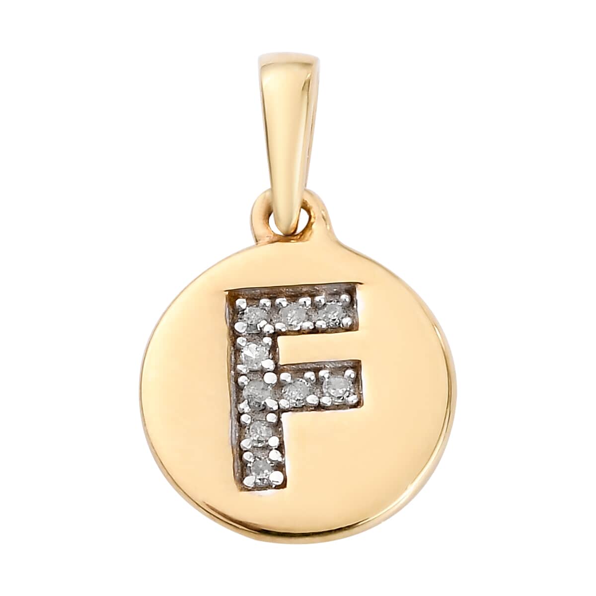 Lolos Exclusive Pick's Diamond Initial F Pendant in 14K Yellow Gold Over Sterling Silver 0.05 ctw image number 0