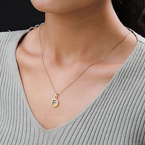 D'Joy Lolos Exclusive Pick's Diamond Initial F Pendant without Chain in 14K Yellow Gold Over Sterling Silver 0.05 ctw