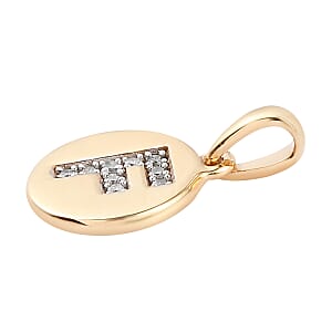 D'Joy Lolos Exclusive Pick's Diamond Initial F Pendant without Chain in 14K Yellow Gold Over Sterling Silver 0.05 ctw