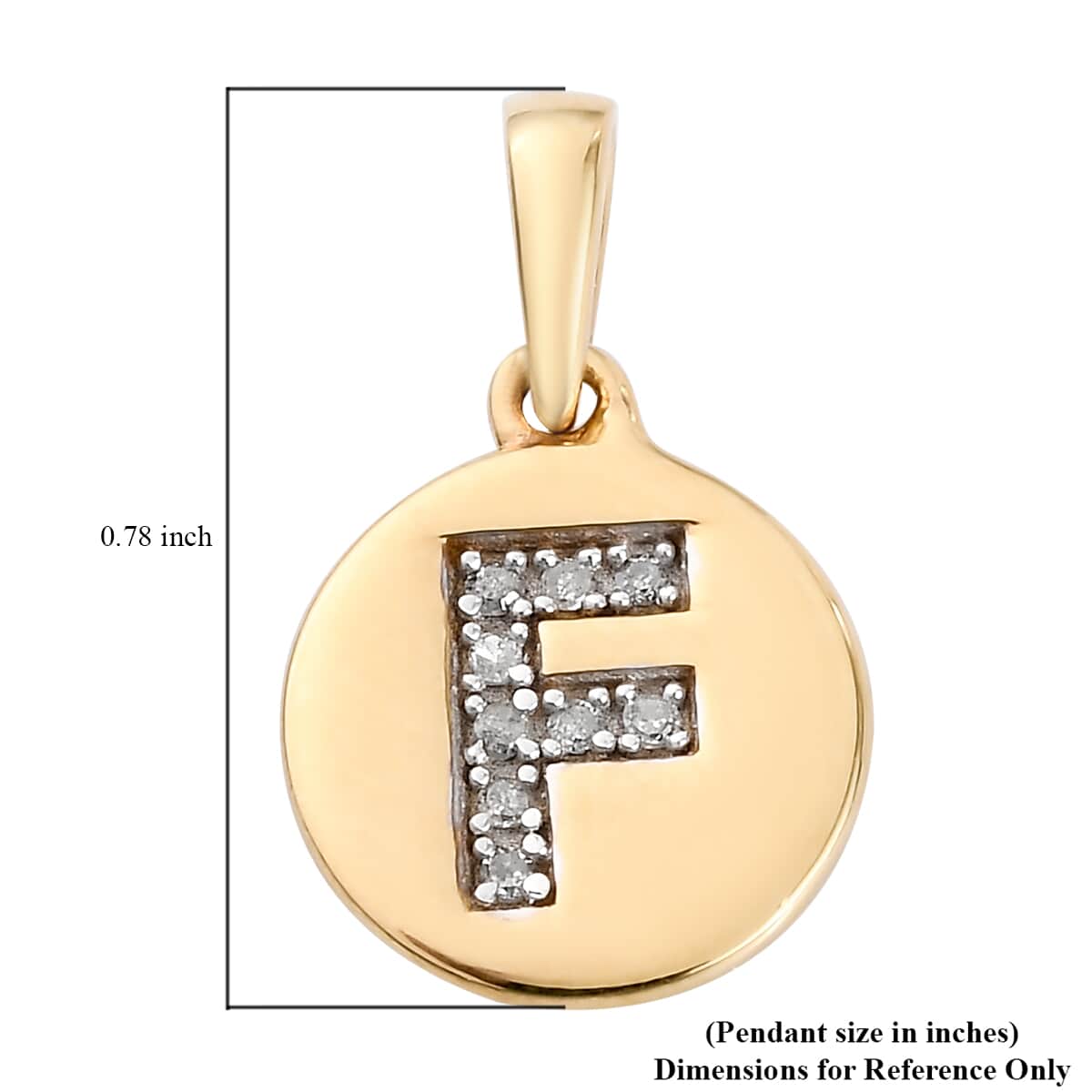 Lolos Exclusive Pick's Diamond Initial F Pendant in 14K Yellow Gold Over Sterling Silver 0.05 ctw image number 5