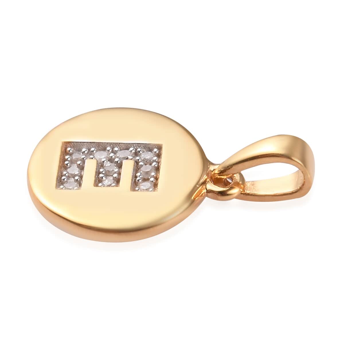 Lolos Exclusive Pick's Diamond Initial E Pendant in 14K Yellow Gold Over Sterling Silver 0.06 ctw image number 2