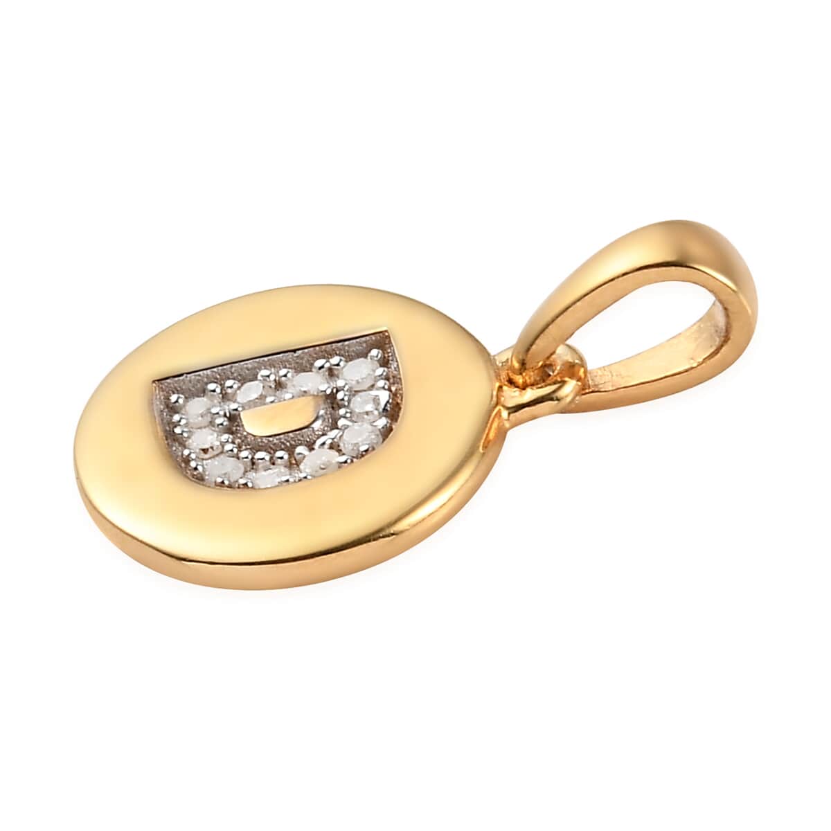 Lolos Exclusive Pick's Diamond Initial D Pendant in 14K Yellow Gold Over Sterling Silver 0.06 ctw image number 3