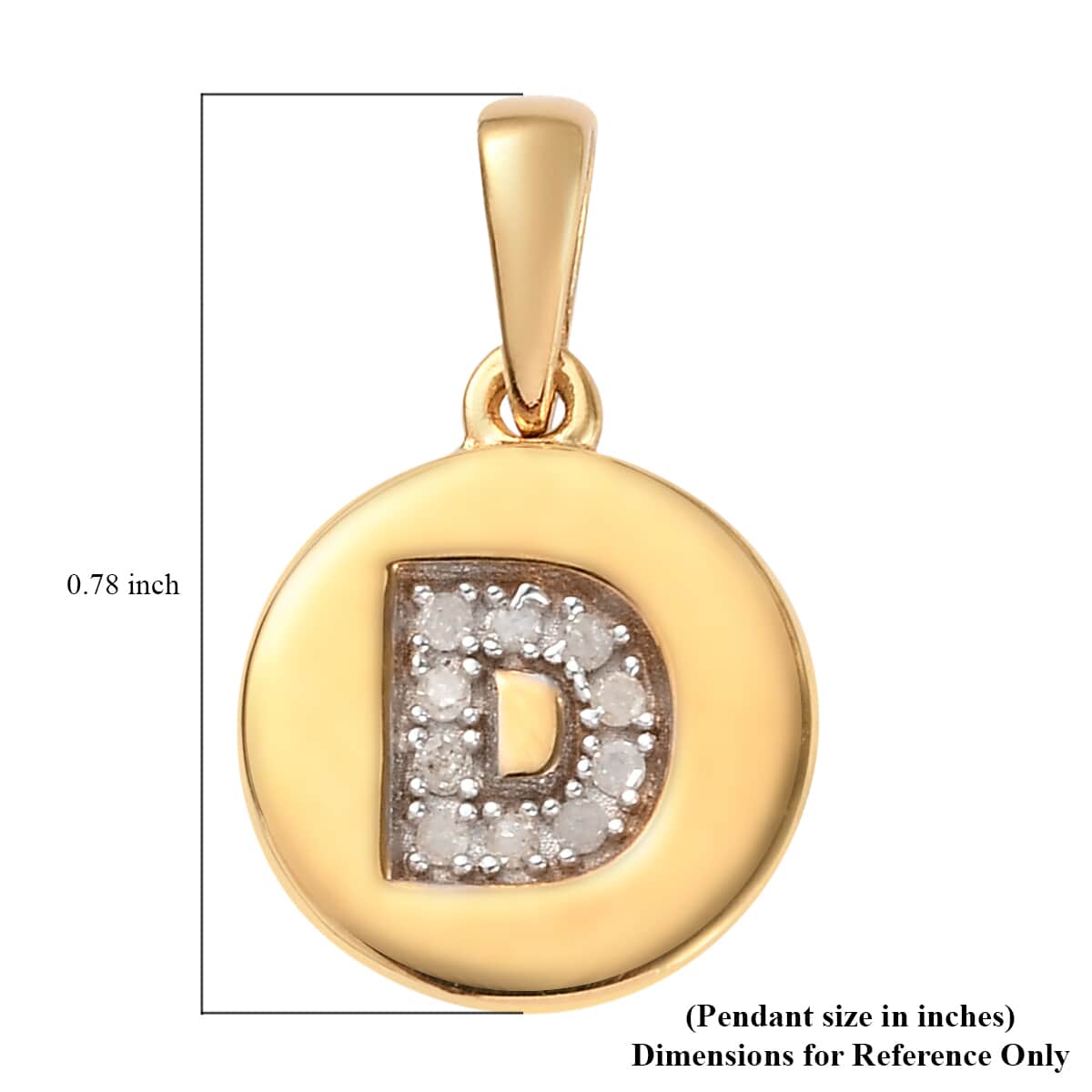 Lolos Exclusive Pick's Diamond Initial D Pendant in 14K Yellow Gold Over Sterling Silver 0.06 ctw image number 5