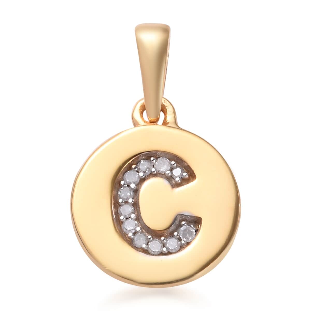 Lolos Exclusive Pick's Diamond Initial C Pendant in 14K Yellow Gold Over Sterling Silver 0.07 ctw image number 0