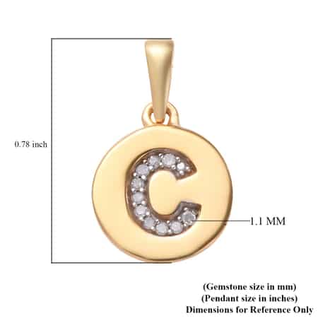 Lolos Exclusive Pick's Diamond Initial C Pendant in 14K Yellow Gold Over Sterling Silver 0.07 ctw image number 4