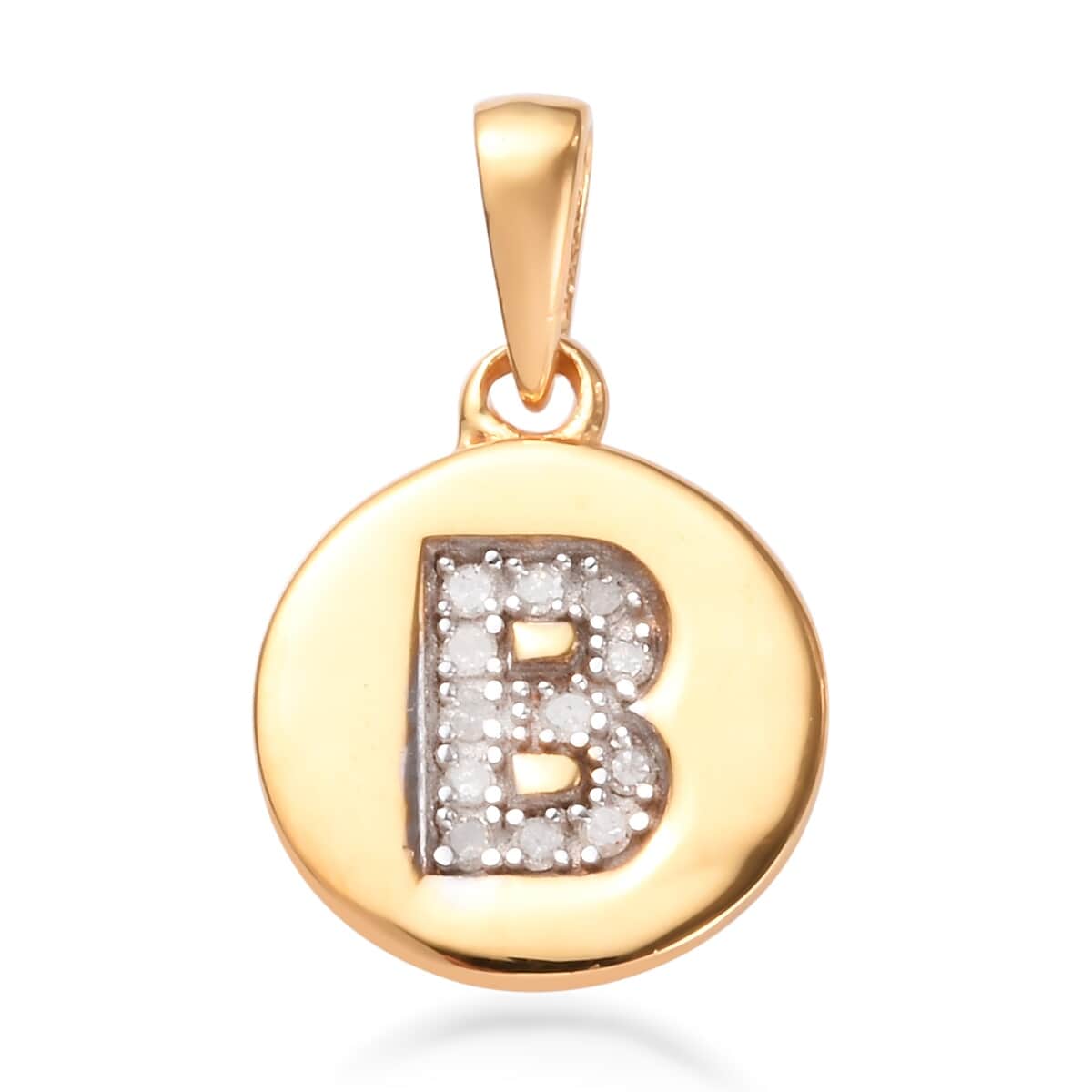 Lolos Exclusive Pick's Diamond Initial B Pendant in 14K Yellow Gold Over Sterling Silver 0.07 ctw image number 0