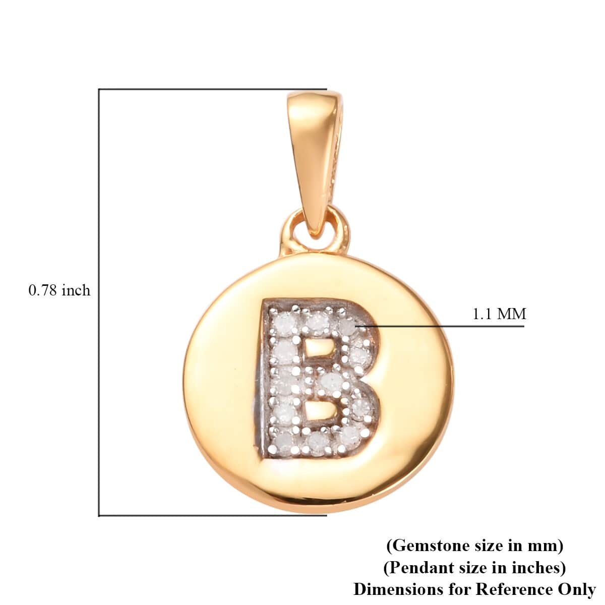 Lolos Exclusive Pick's Diamond Initial B Pendant in 14K Yellow Gold Over Sterling Silver 0.07 ctw image number 4