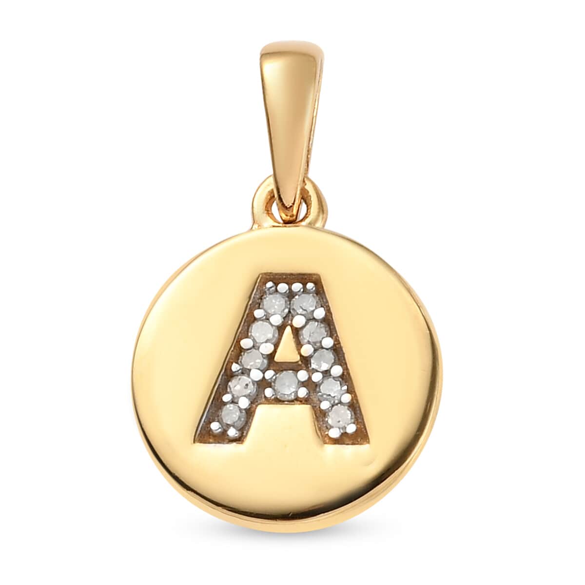 Lolos Exclusive Pick's Diamond Initial A Pendant in 14K Yellow Gold Over Sterling Silver 0.07 ctw image number 0