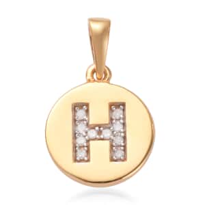 0.06 ctw Diamond Initial H Pendant in 14K Yellow Gold Over Sterling Silver