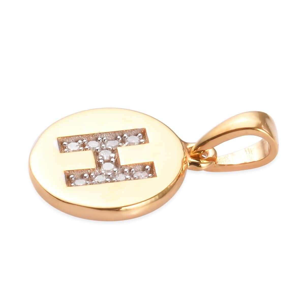 Lolos Exclusive Pick's Diamond Initial H Pendant in 14K Yellow Gold Over Sterling Silver 0.06 ctw image number 2